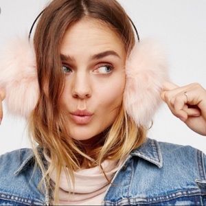 Free People Pink Fuzzy Earmuffs Ear warmers faux fur
